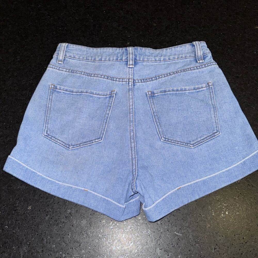 EUC PACSUN MOM SHORTS DENIM BLUE JEAN ROLLED CUFF SHORTS SZ 27 100% COTTON